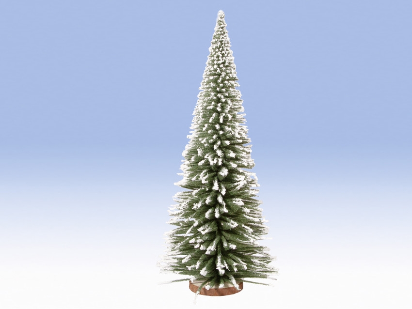 Végétation miniature : Sapin déco enneigé avec socle en bois 35 cm - 1:87 - Noch 4019836