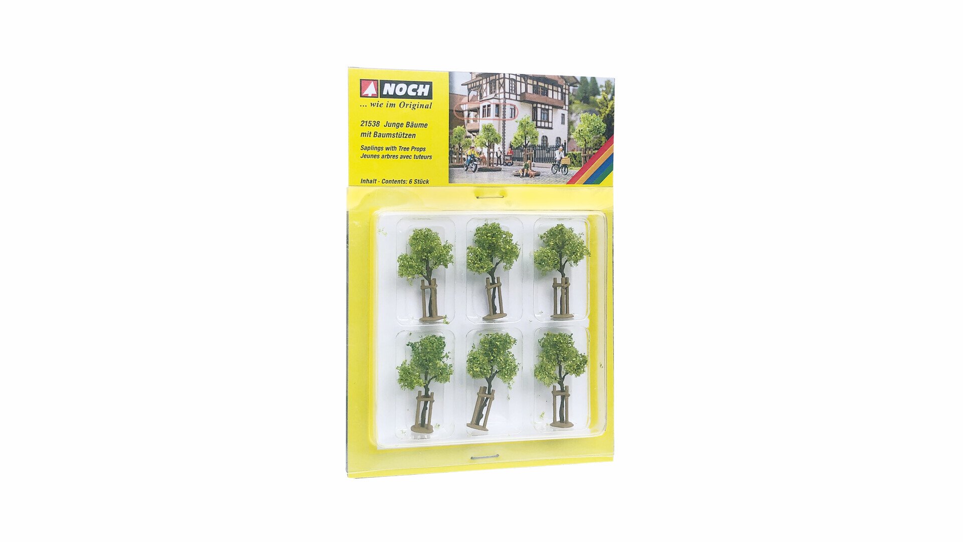 Végétation miniature : Jeunes arbres avec tuteurs 4 cm - Noch 21538