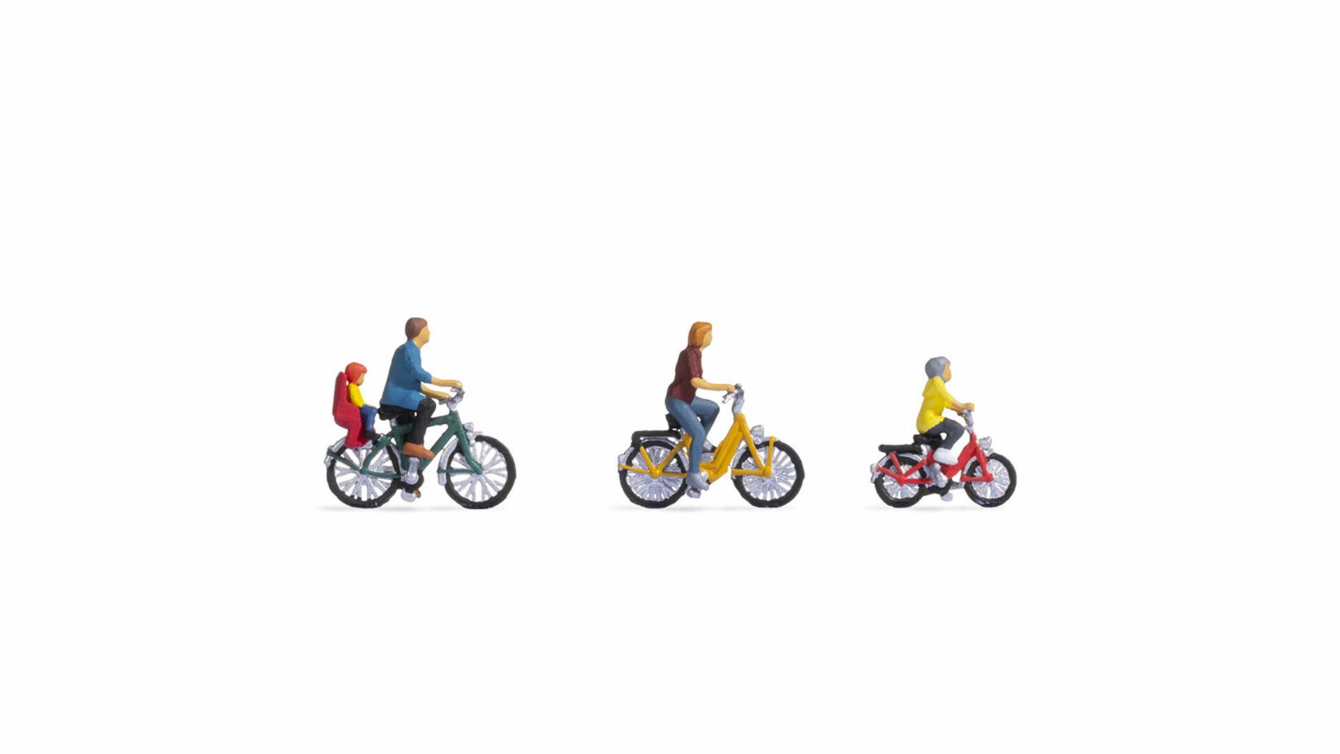 Figurines miniatures : Famille en ballade à vélo 1/87 - Noch 15909