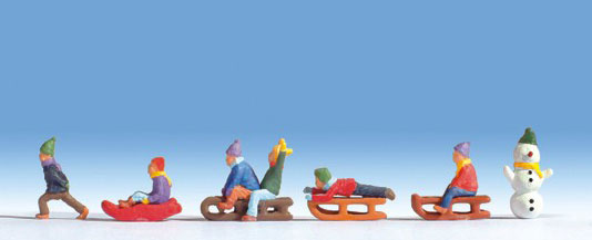 Figurines miniatures : Enfants à la neige - Noch 15819