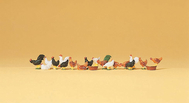 Figurines miniatures  Poules et coqs 1:87 - Preiser 14168