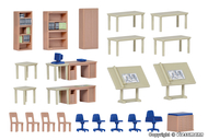 Éléments miniatures - Set décors fournitures de bureau - 1:87 HO - Kibri 38655