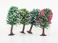 4 arbres fleuris miniatures 6 cm, 1:160 N - Jordan 7E