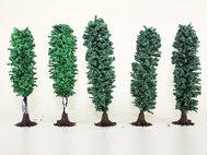 Arbres miniatures 1:160, N - 3 Peupliers 8 cm, 2 bouleaux 6 cm - Jordan 7F