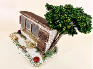 Décors de crèche : clapier et arbre pin 12 cm pour santons - FR 23033