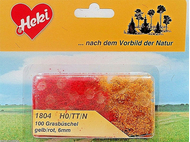 Végétation miniature : 100 touffes d'herbe miniatures jaune/rouge 5, 6 mm