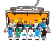 Miniatures de 6 personnages assis avec ski - 1:32 : JC collection