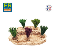 3 buissons verts 6 cm pour crèches, dioramas, décors de paysages divers