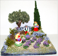 Crèche lavandes, cyprès, olivier 33 cm