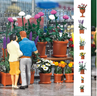 Busch 1209 - Assortiment 20 pots de  fleurs : tulipes, roses, marguerites, dalhia, lupins 1:87 - HO