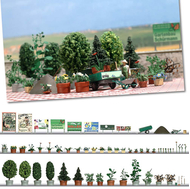Busch 1211 - Assortiment de fleurs, plantes et accessoires de jardin 1:87 - HO