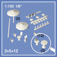 Meubles de jardin 1:100- miniature pour décors d'architecture