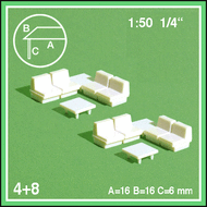 Tables et chaises 1:50 - miniature pour décors d'architecture