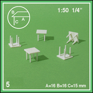 Tables carrées miniature 1:50