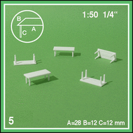 Tables rectangulaires 1:50- miniature pour décors d'architecture