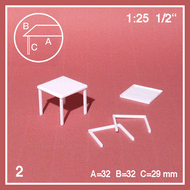Tables carrées 1:25- miniature pour décors d'architecture