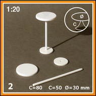 Tables rondes, hautes 1:20