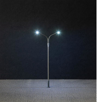 Éclairage miniature : Éclairage public LED, lampadaire, deux bras - Faller 180201