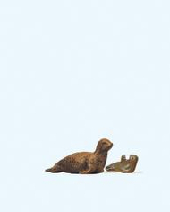 Animaux miniatures - 1 otarie et son bébé  au 1:87 HO - Preiser 29518