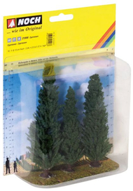 Végétation miniature : 3 Cyprès 10, 11 et 13 cm - Noch 21998