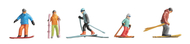 Figurines miniatures : 5 personnages aux sport d'hiver 1/87 HO - Faller 151650