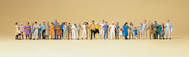 Figurines miniatures : 36 Passants à l'arrêt et en marche 1:87 - Preiser 14412