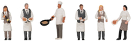 Figurines : 6 membres de personnel de restauration 1/87 HO - Faller 151692