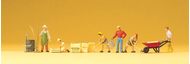 Figurines miniature : 6 Jardiniers et accessoires 1:87 - Preiser 10046