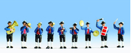 Figurines miniatures :  Fanfare - musiciens 1:87 - Noch 15580