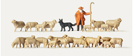 Preiser 212583 - Berger avec troupeau de moutons et chien 1:87