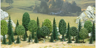 Végétation miniature :  35 arbres à feuilles et sapins au 1/87 - Busch 06490