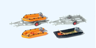 Accessoires miniatures :  Bateaux pneumatiques miniatures et remorques 1:87 - Preiser 17312