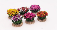 6 buissons fleuris tachetés pour crèches, dioramas, décors de paysages divers - FR-B097/S