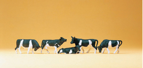 Figurines miniatures : Vaches noires et blanches 1:87 ou marron et blanche - Preiser 14155
