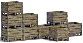 Accessoires miniatures - Lot de 10 caisses de récolte 1/87 HO -Busch 1980