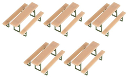 5 Tables et bancs de brasserie ‐ Époque III 1946/1977 - 1:87 HO - Faller 180963