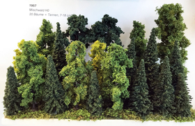 20 sapins et arbres miniatures de forêt, mixtes 7 - 18 cm, 1:87 - HO - Heki 1957
