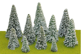 Végétation miniature : Lot de 5 Sapins enneigés 14 cm - FR-ASE9614E