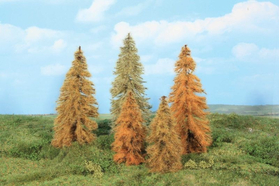 Végétation miniature : 5 Mélèzes feuillage d'automne 14-18 cm - Heki 02179