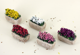 Décors de crèche : 5 Pots de fleurs miniatures multicolores - FR 21315