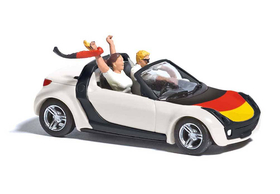 Voiture miniature : Smart Roadster 2024 HO avec supporteur au 1/87 - Busch 49308
