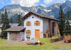 Maquette de Chalet de montagne miniature en pierres 1:87 HO - Kibri 38810