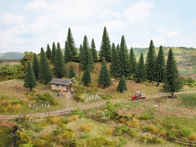 25 Sapins à piquer de  3,5 - 9 cm 1:87, 1:120, 1:160 - Noch 32830