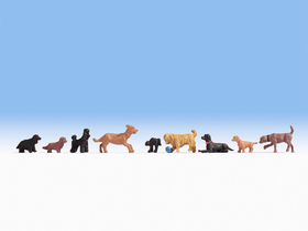 9 Chiens miniatures 1:87, HO - Noch 15719