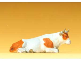 Vache miniature couchée, échelle 1:25