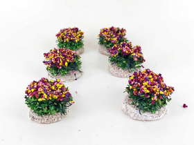 6 buissons fleuris pour crèches, dioramas, décors de paysages divers