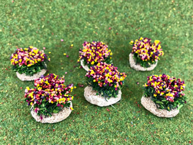 6 buissons fleuris pour crèches, dioramas, décors de paysages divers