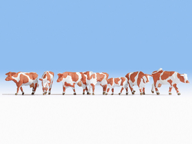 Figurines miniatures : Vaches brunes et blanches 1:87 - Noch 15726