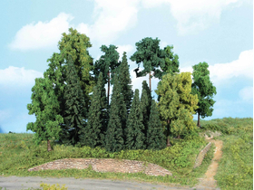 20 sapins et arbres miniatures de forêt, mixtes 7 -18 cm - Heki 1957