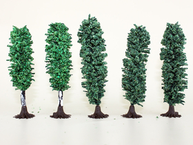 Arbres miniatures 1:160, N - 3 Peupliers 8 cm, 2 bouleaux 6 cm - Jordan 7F